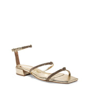 Rasteirinha Santa Lolla Dourada Metalizada Strass