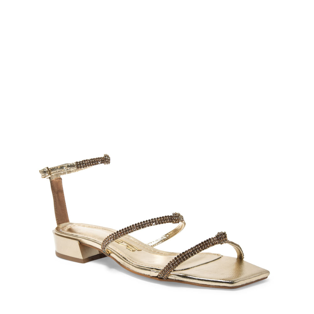 Rasteirinha Santa Lolla Dourada Metalizada Strass