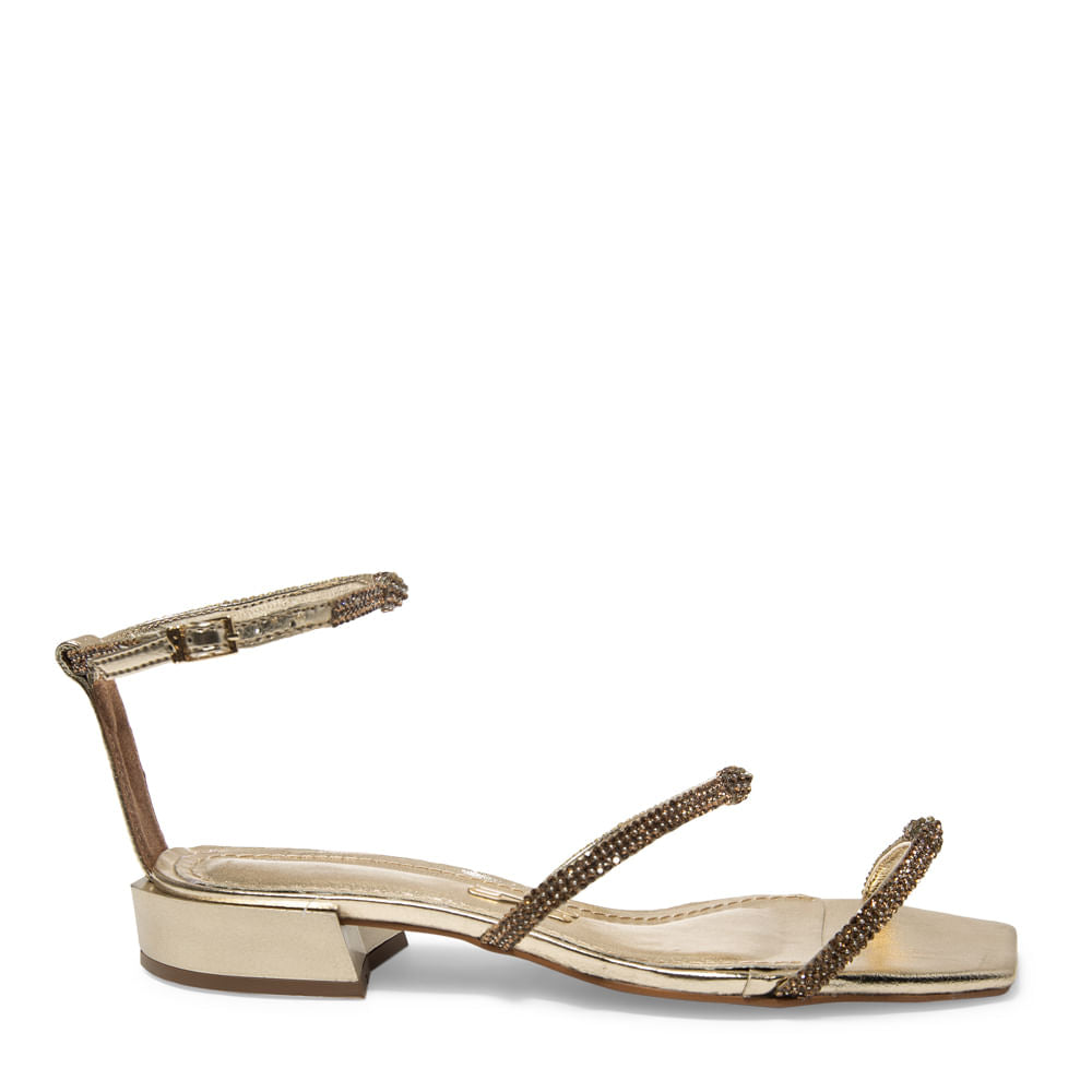 Rasteirinha Santa Lolla Dourada Metalizada Strass