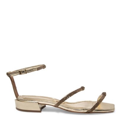 Rasteirinha Santa Lolla Dourada Metalizada Strass