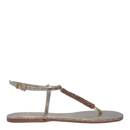 Rasteirinha Santa Lolla Dourada Metalizada Strass