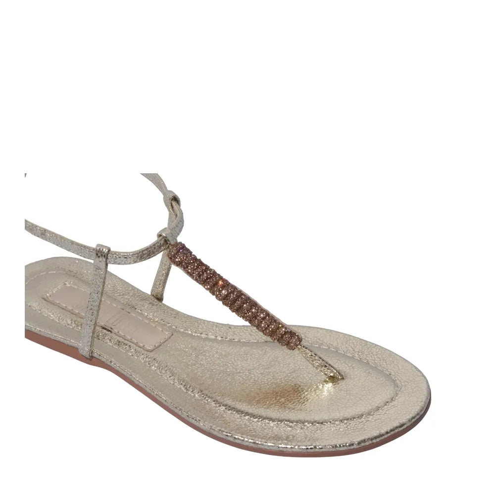 Rasteirinha Santa Lolla Dourada Metalizada Strass