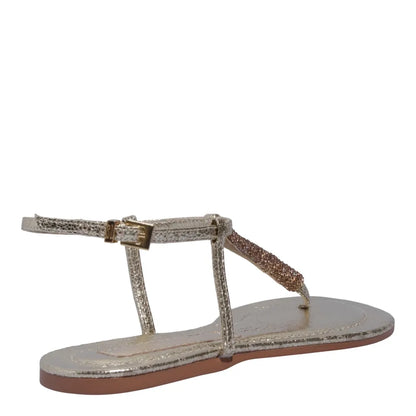 Rasteirinha Santa Lolla Dourada Metalizada Strass