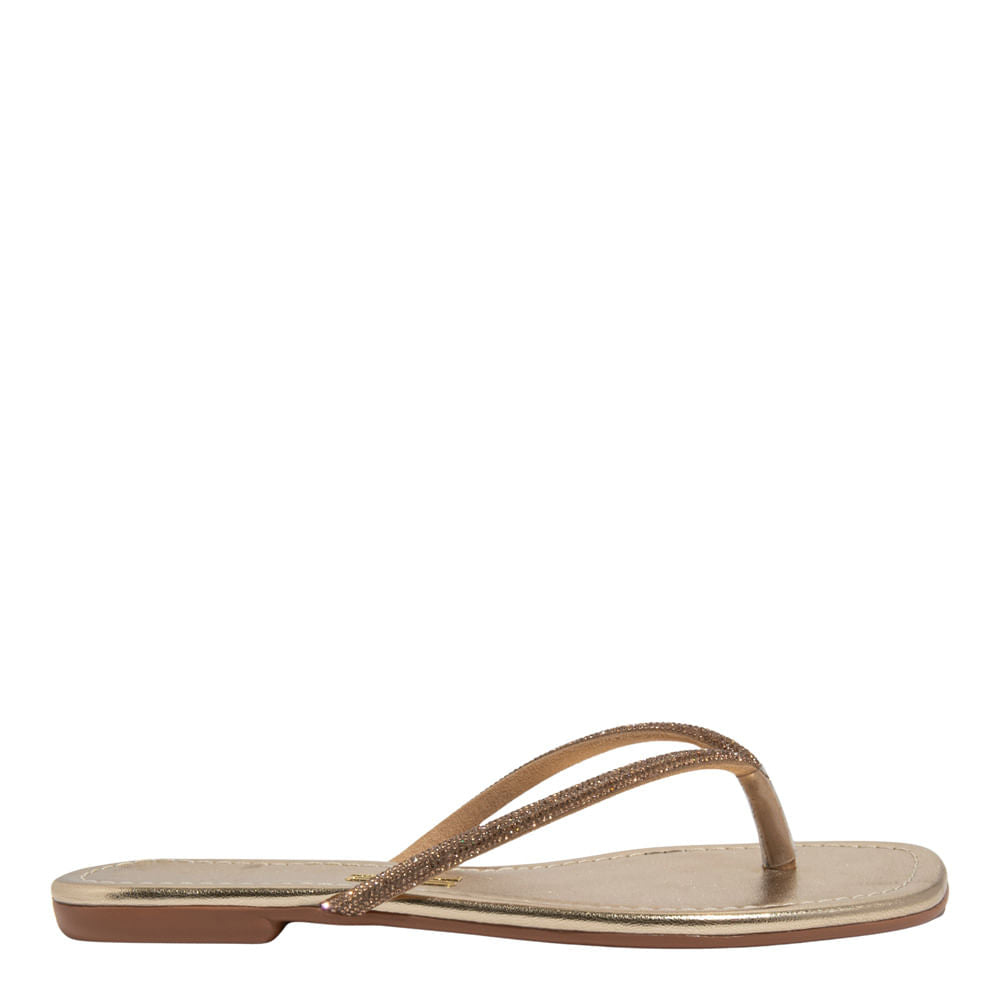 Rasteirinha Santa Lolla Dourada Metalizada Tiras Brilho