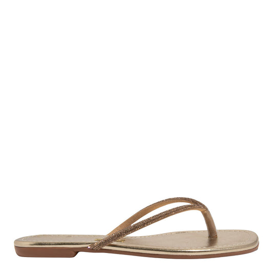 Rasteirinha Santa Lolla Dourada Metalizada Tiras Brilho