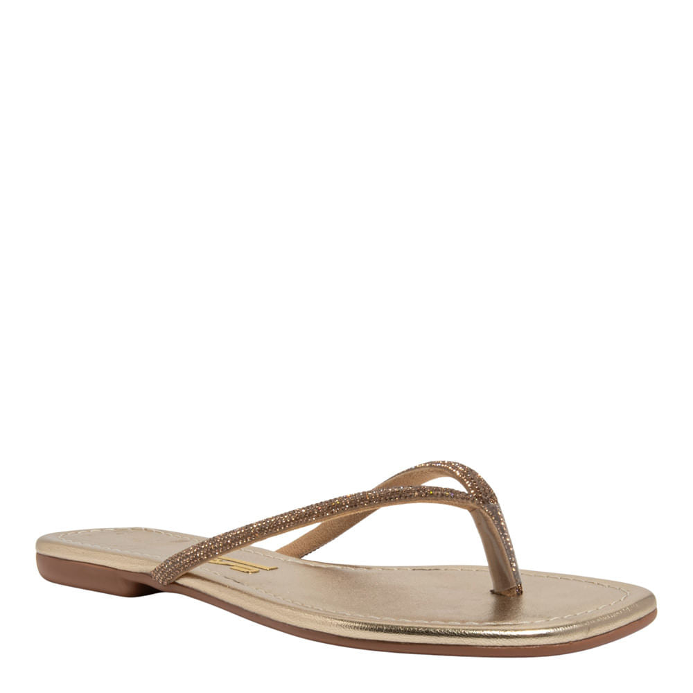 Rasteirinha Santa Lolla Dourada Metalizada Tiras Brilho