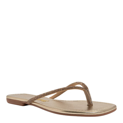 Rasteirinha Santa Lolla Dourada Metalizada Tiras Brilho