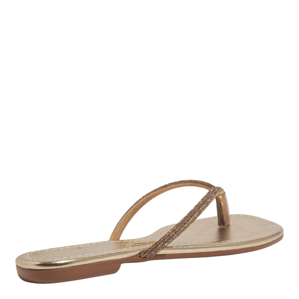 Rasteirinha Santa Lolla Dourada Metalizada Tiras Brilho