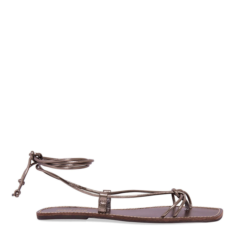 Rasteirinha Santa Lolla Grafite Amarração Metalizada