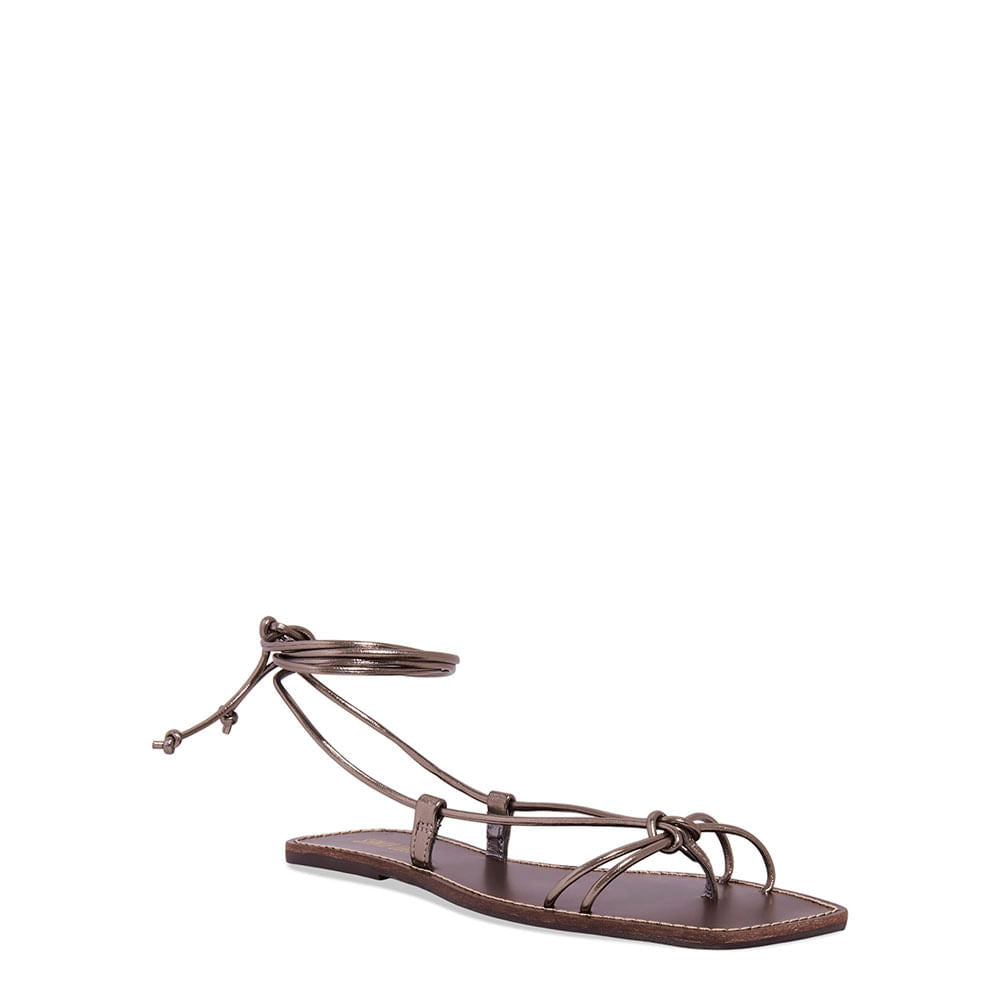 Rasteirinha Santa Lolla Grafite Amarração Metalizada