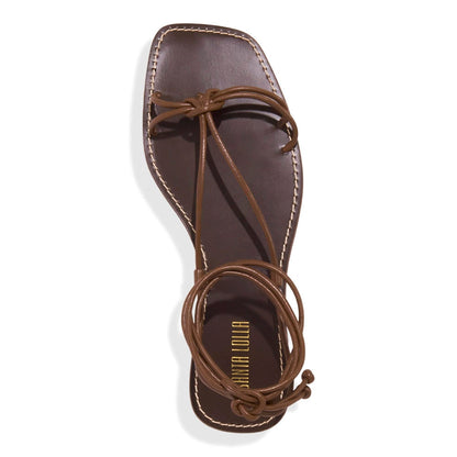 Rasteirinha Santa Lolla Marrom Amarração Tiras