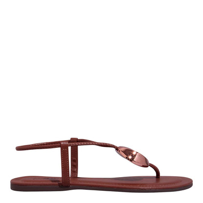 Rasteirinha Santa Lolla Marrom Bico Redondo