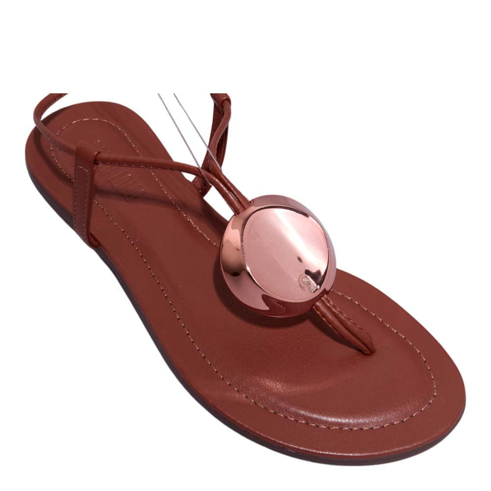 Rasteirinha Santa Lolla Marrom Bico Redondo