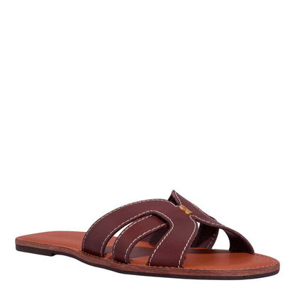 Rasteirinha Santa Lolla Marrom Couro Tiras