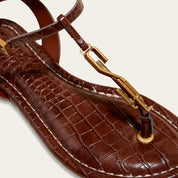 Rasteirinha Santa Lolla Marrom Croco Tira Em T