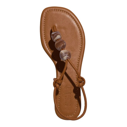 Rasteirinha Santa Lolla Marrom Miçanga