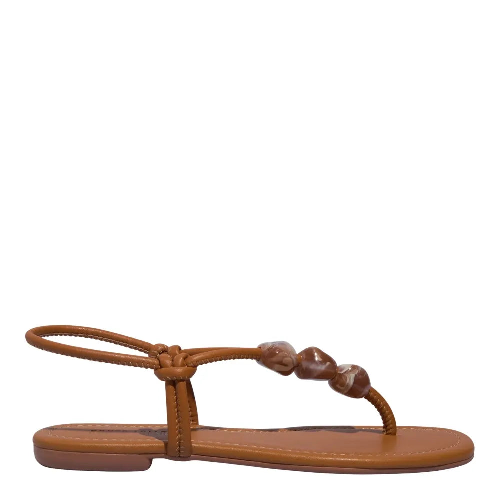 Rasteirinha Santa Lolla Marrom Miçanga