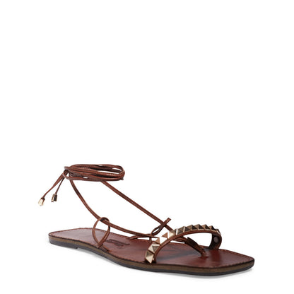 Rasteirinha Santa Lolla Marrom Tachas Amarração