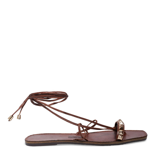 Rasteirinha Santa Lolla Marrom Tachas Amarração