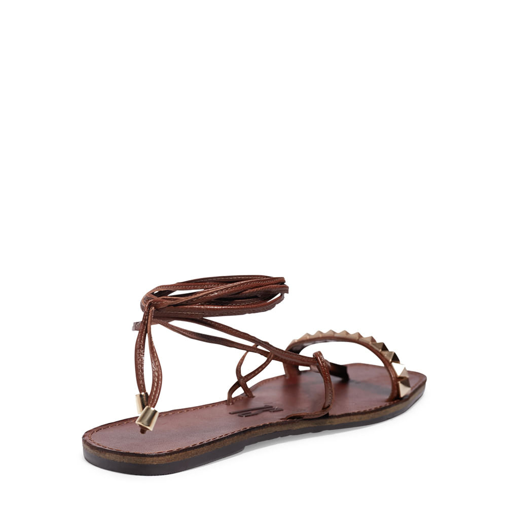 Rasteirinha Santa Lolla Marrom Tachas Amarração