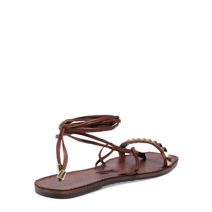 Rasteirinha Santa Lolla Marrom Tachas Amarração