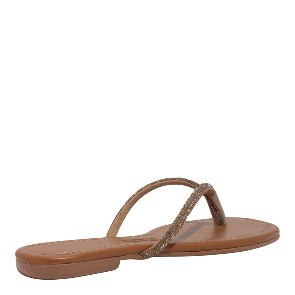 Rasteirinha Santa Lolla Marrom Tiras Brilho