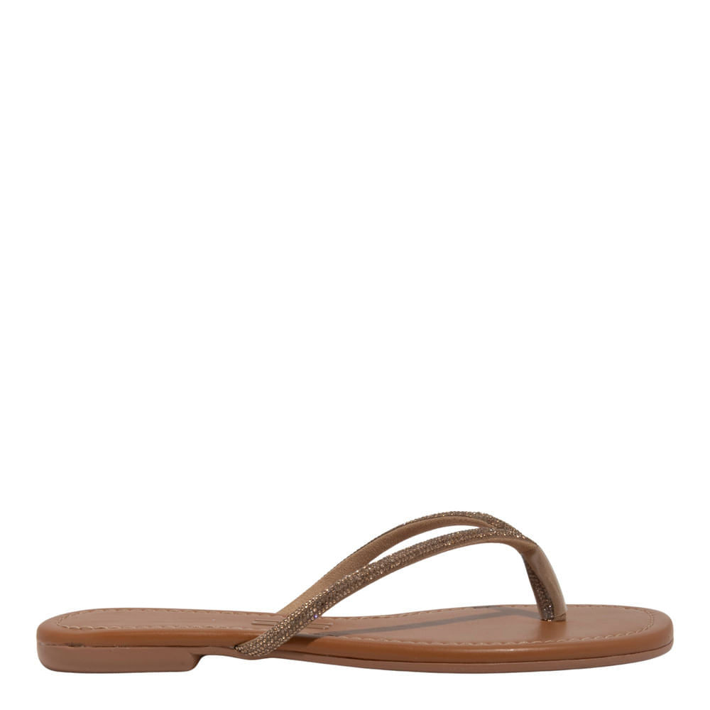 Rasteirinha Santa Lolla Marrom Tiras Brilho