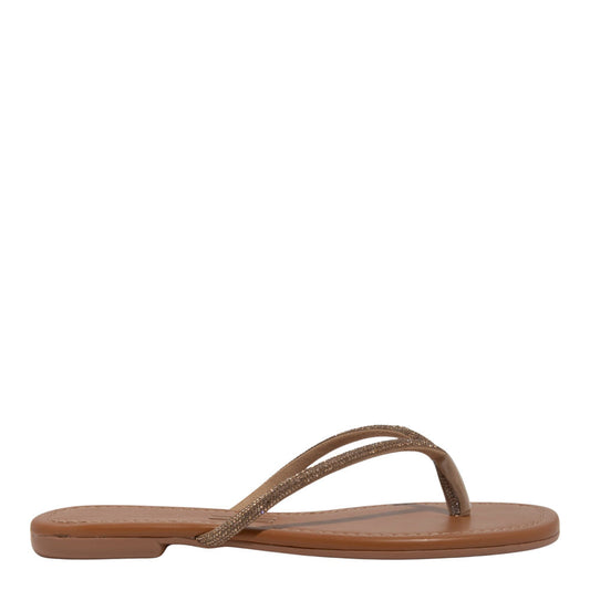 Rasteirinha Santa Lolla Marrom Tiras Brilho