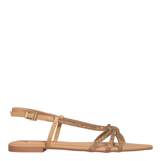 Rasteirinha Santa Lolla Nude Brilho Strass Bico Fino