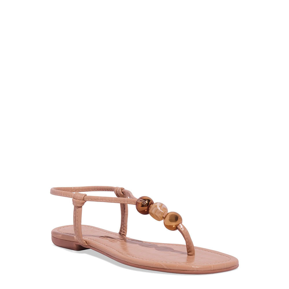 Rasteirinha Santa Lolla Nude Croco Esferas Douradas