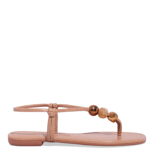 Rasteirinha Santa Lolla Nude Croco Esferas Douradas