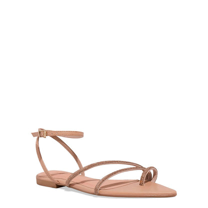 Rasteirinha Santa Lolla Nude Strass Tiras Finas