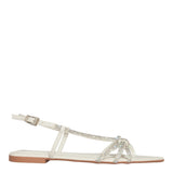 Rasteirinha Santa Lolla Off White Brilho Strass Bico Fino
