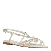 Rasteirinha Santa Lolla Off White Brilho Strass Bico Fino