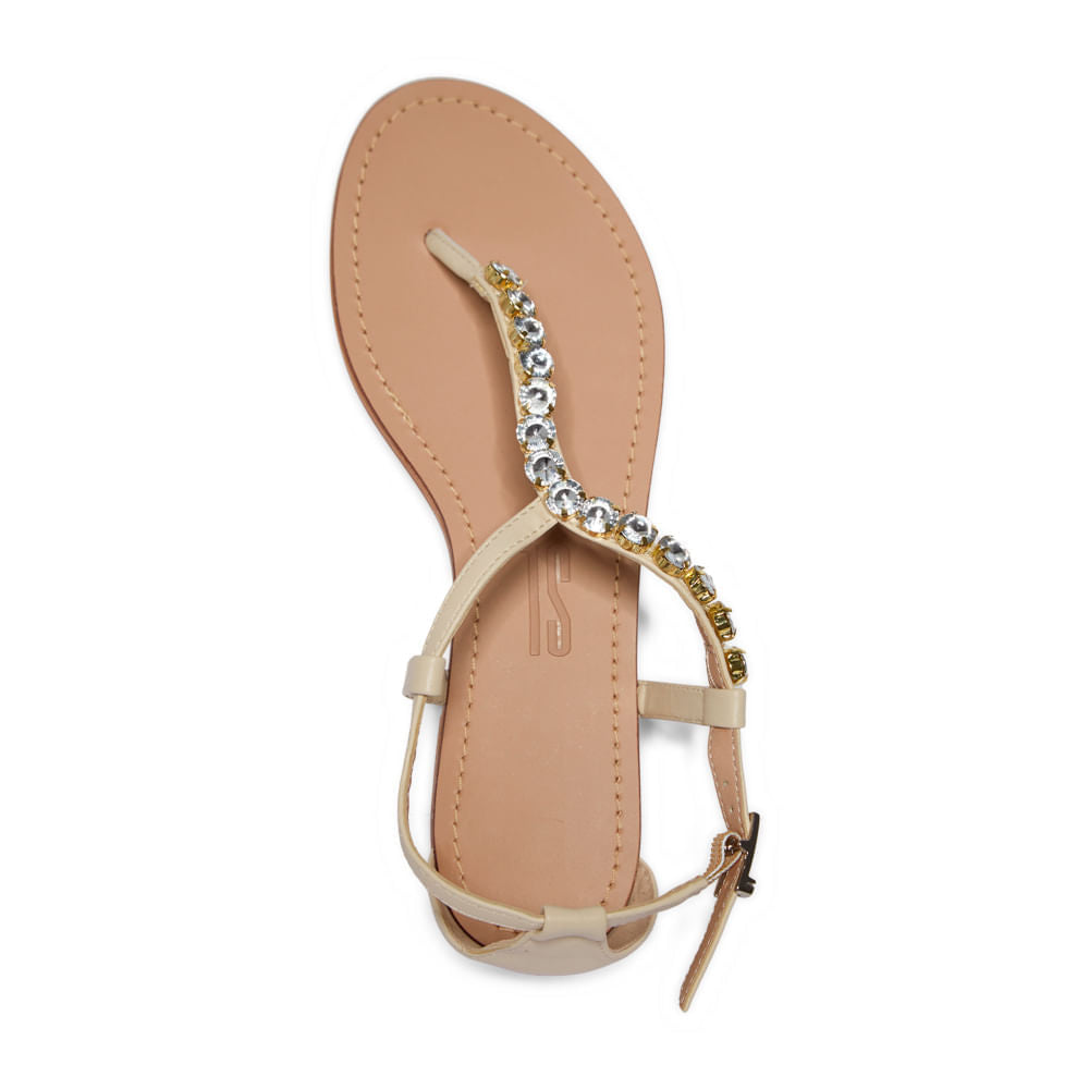 Rasteirinha Santa Lolla Off White Com Pedraria