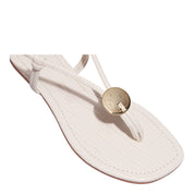 Rasteirinha Santa Lolla Off White Croco Bico Quadrado