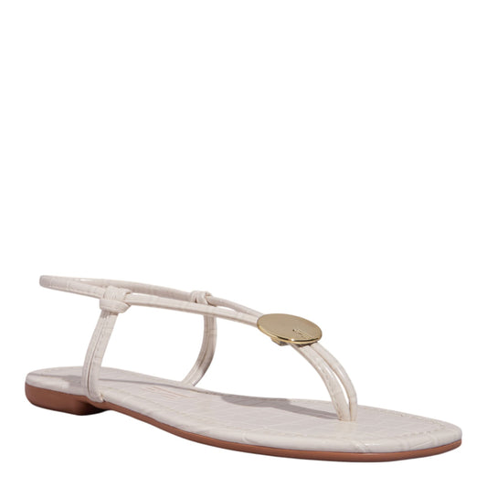 Rasteirinha Santa Lolla Off White Croco Bico Quadrado