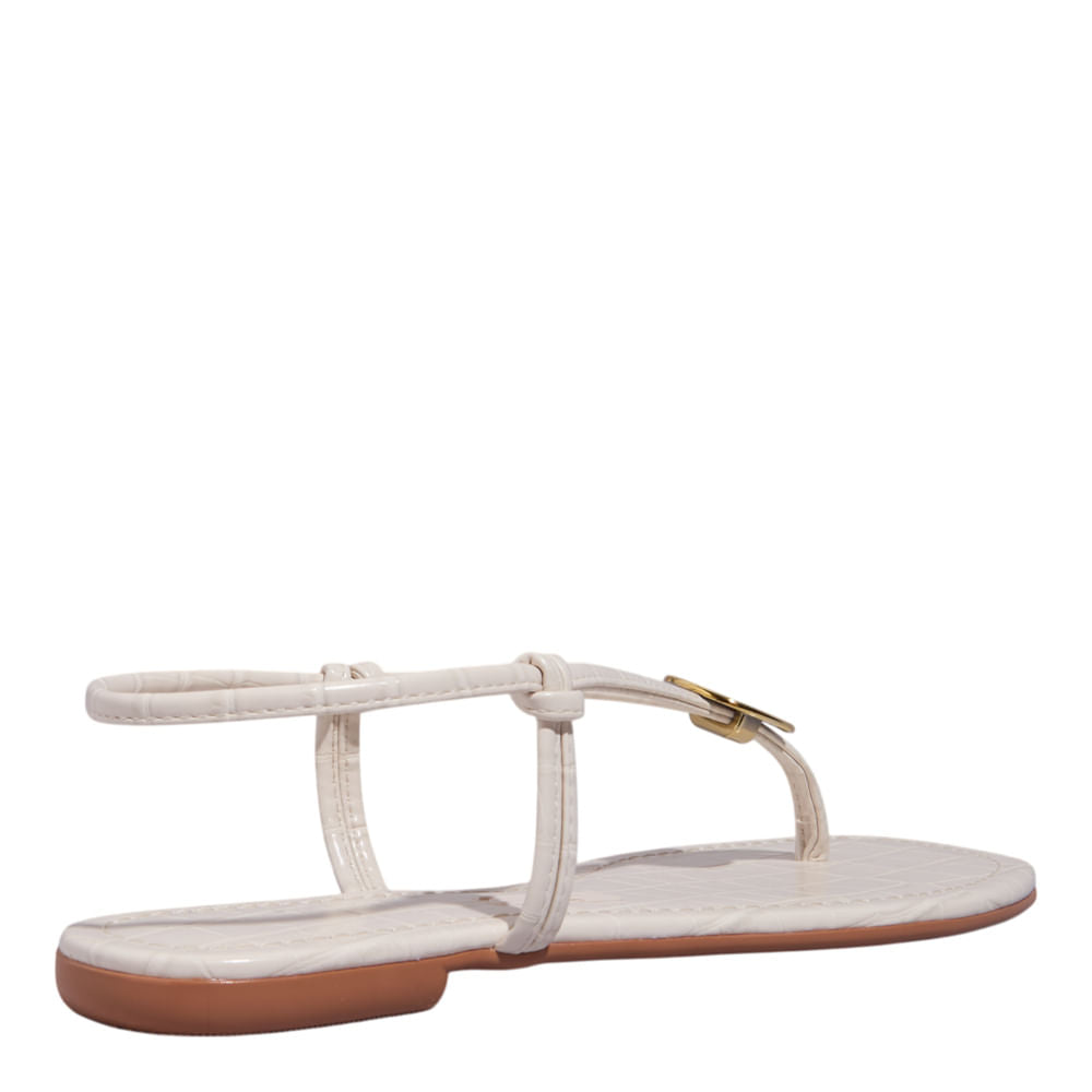 Rasteirinha Santa Lolla Off White Croco Bico Quadrado