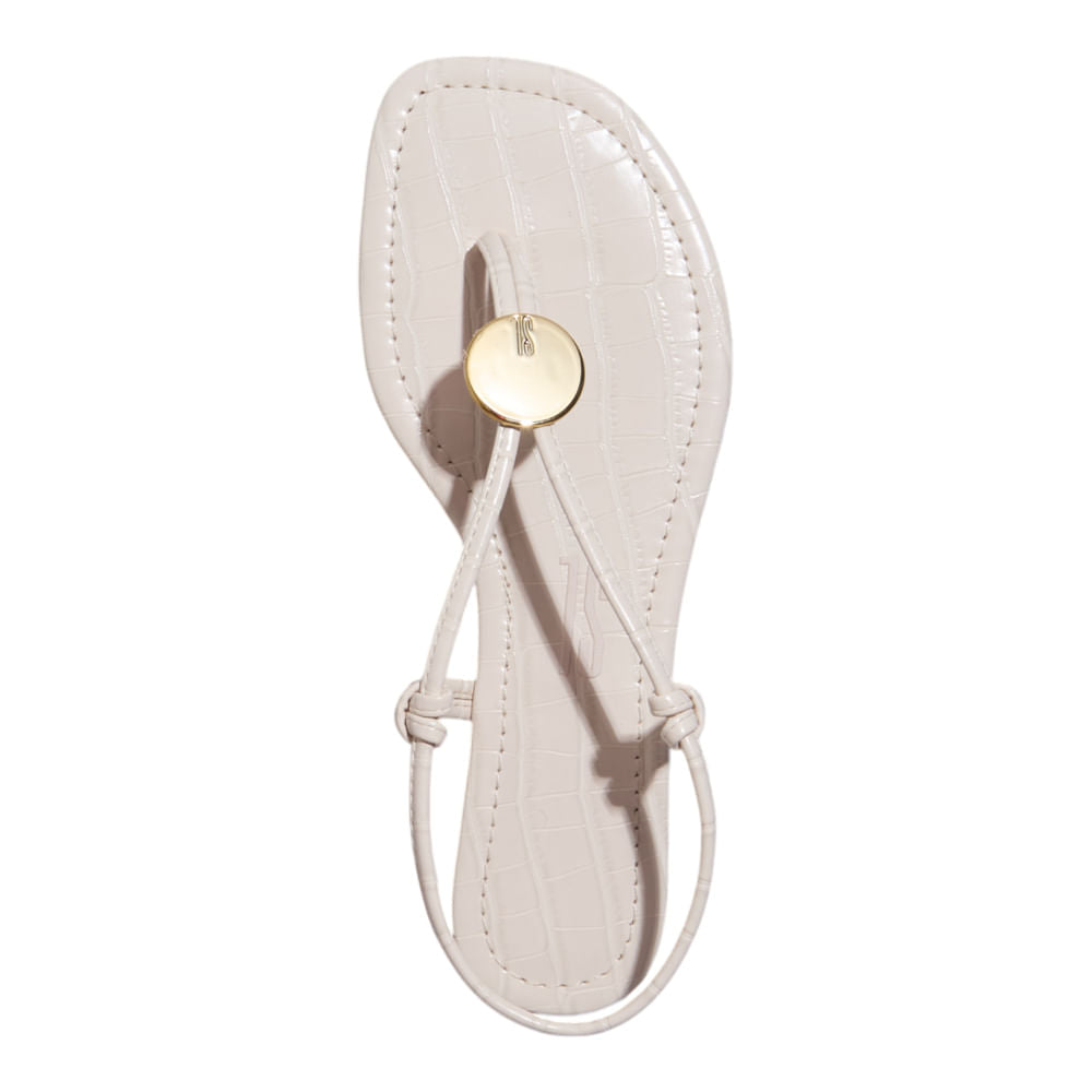 Rasteirinha Santa Lolla Off White Croco Bico Quadrado