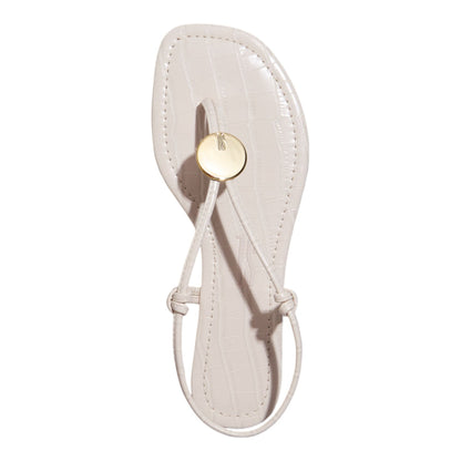 Rasteirinha Santa Lolla Off White Croco Bico Quadrado