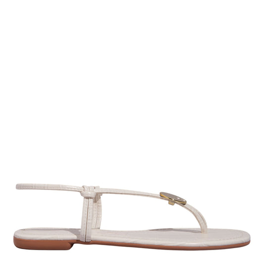 Rasteirinha Santa Lolla Off White Croco Bico Quadrado