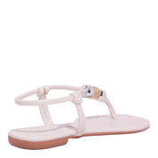 Rasteirinha Santa Lolla Off White Esferas Metalizadas