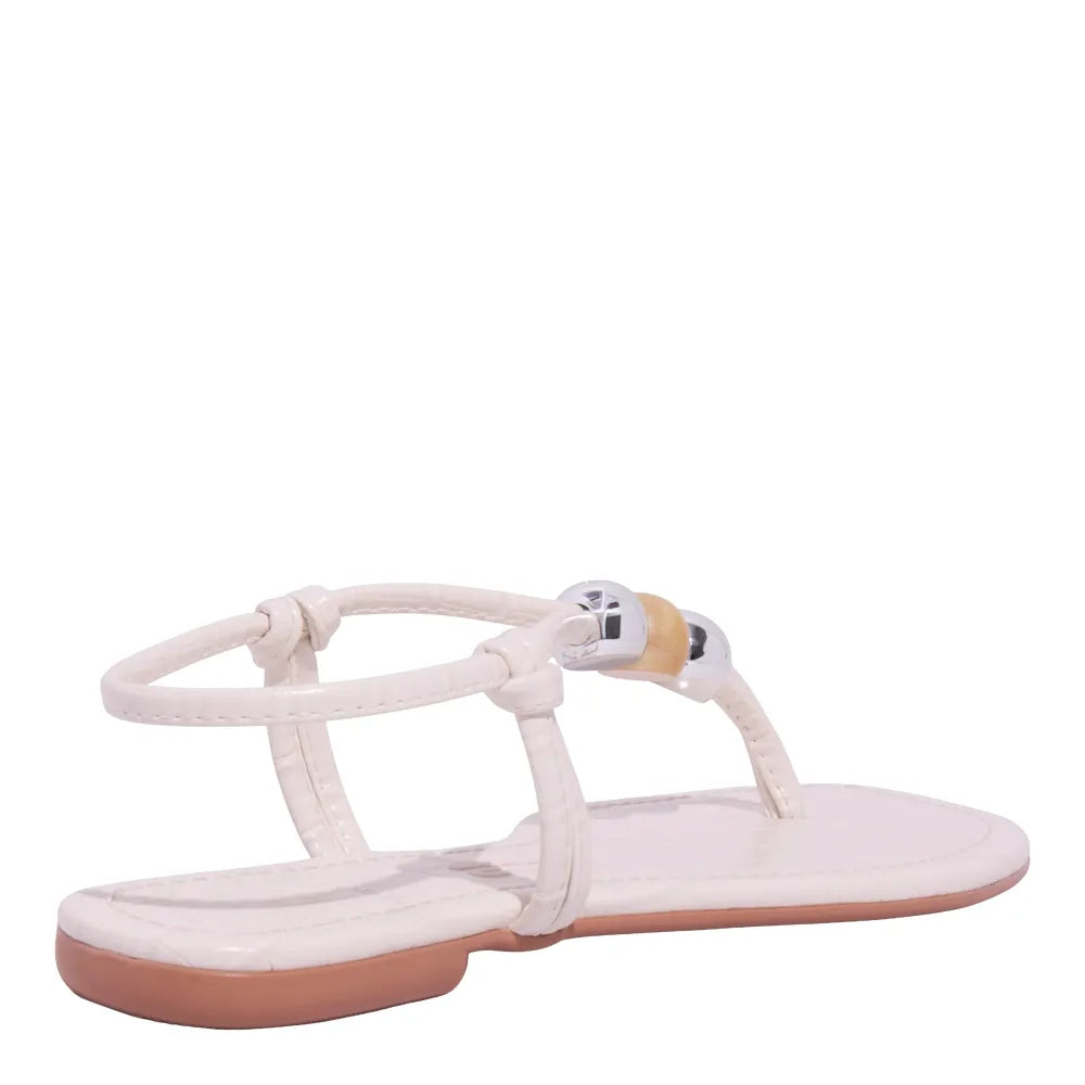 Rasteirinha Santa Lolla Off White Esferas Metalizadas