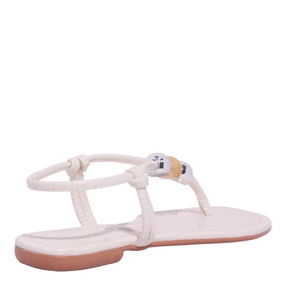 Rasteirinha Santa Lolla Off White Esferas Metalizadas