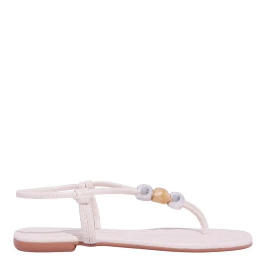 Rasteirinha Santa Lolla Off White Esferas Metalizadas