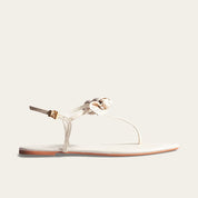 Rasteirinha Santa Lolla Off White Laço Vazado Fivela