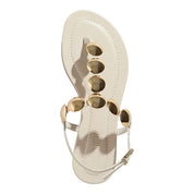 Rasteirinha Santa Lolla Off White Tiras E Metal Dourado