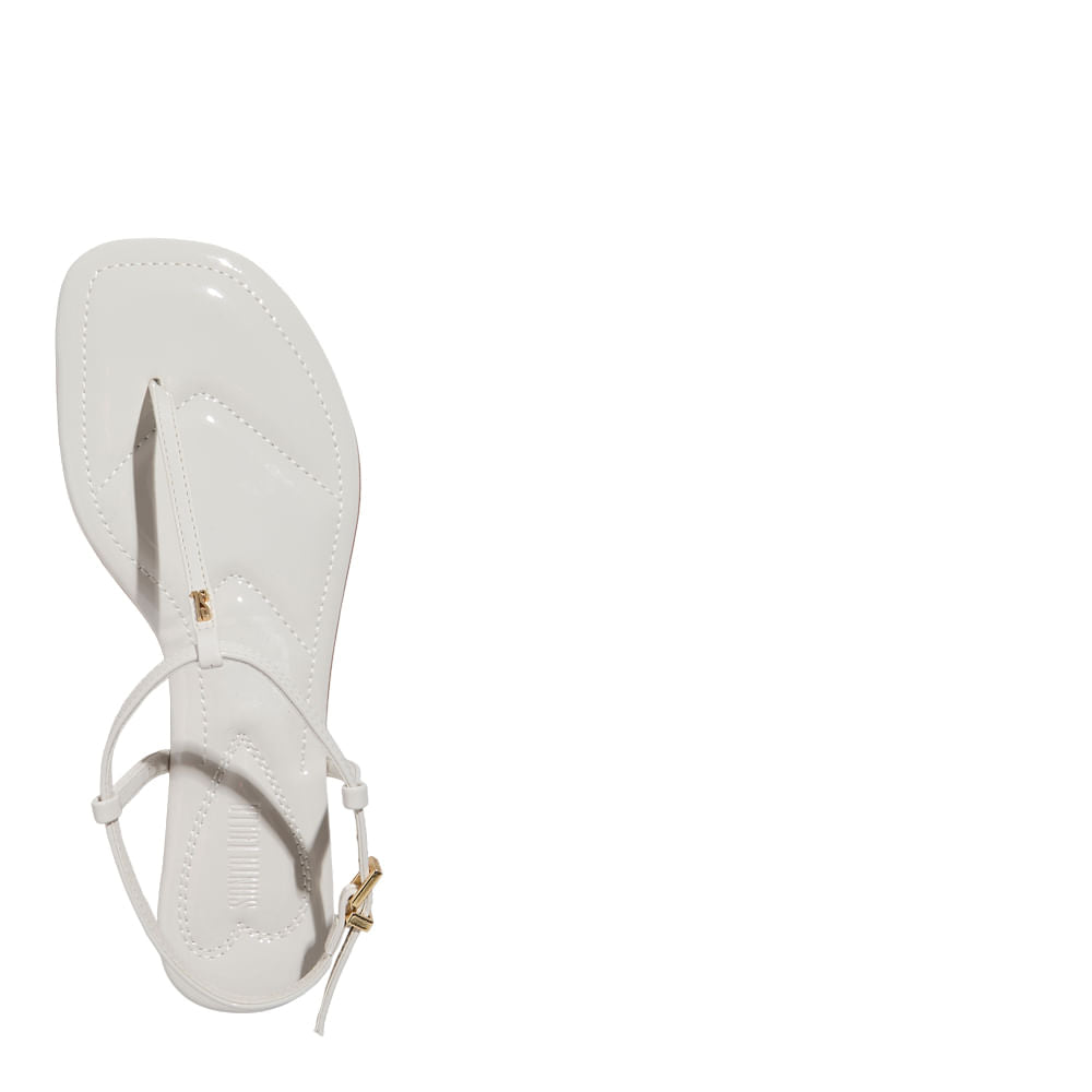 Rasteirinha Santa Lolla Off White Verniz Fivela
