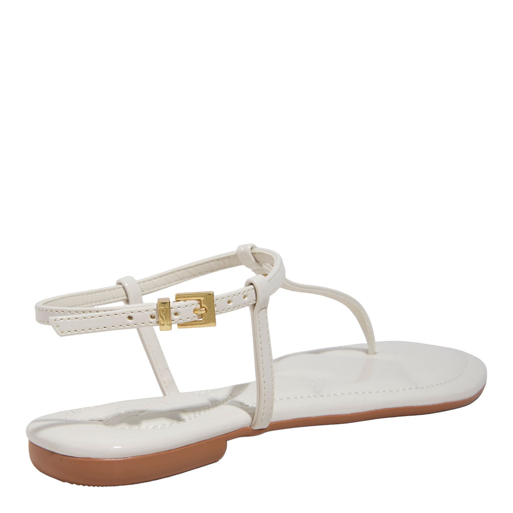 Rasteirinha Santa Lolla Off White Verniz Fivela