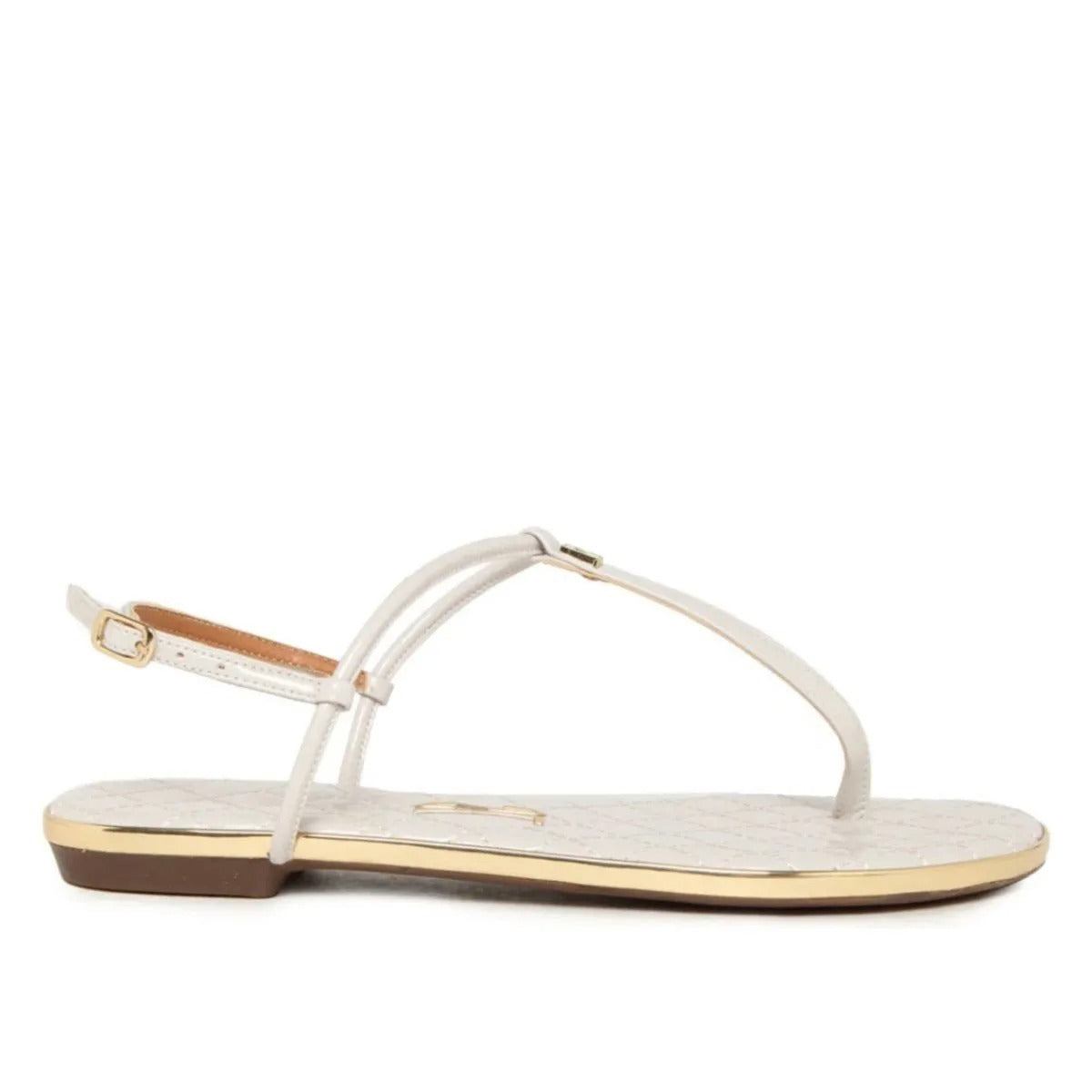 Rasteirinha Santa Lolla Off White Verniz Matelassê